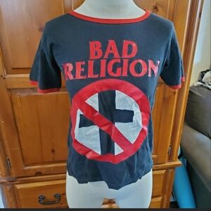 Vintage Bad Religion Band Black Red Punk Tshirt Deadstock Ringer Lip Service